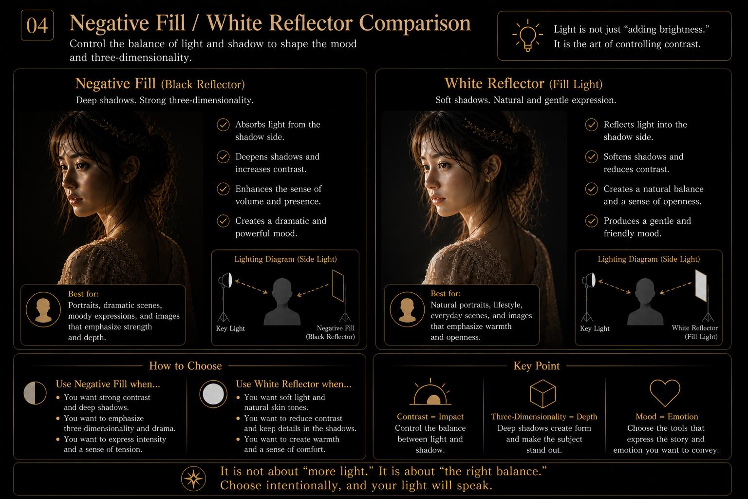 Negative fill and white reflector comparison